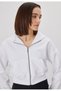 Women's White Color Hooded Ribbed Crop Sweatshirt Cardigan - 6