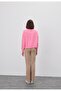 Women's V Detailed Effect Pink Color Short Sweatshirt - 6