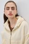 Women's Hooded Raised Stone Color Crop Sweatshirt Cardigan - 7