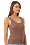 Özkan 26815 Women's Soft Cotton Camisole Ribbed Flexible Comfortable Thick Strap Knitted Tank Top Blouse - 4