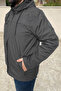 Plus size men's hooded windproof jacket with pocket details and mesh lining - smoke grey remsa sport th901 - 2