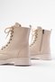 02-356 Beige Galata Flat Heeled Lace up Zippered Daily Women's Boots - 4