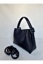 Women's Navy Blue Adjustable Strap Shoulder and Crossbody Bag Stylish Daily Bag Equivalent Bag with Zipper