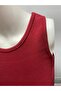 Burgundy Halter Neck Crop Top Darkalıp Ribbed Thin Bias Bustier - 3