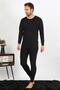 Men's Thermal Winter Bottom Top Underwear Set Black 6868 - 2