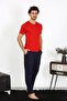 Men's Combed Cotton Red 3-Piece Pajama Set 6848 - 5