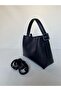 Women's Navy Blue Adjustable Strap Shoulder and Crossbody Bag Stylish Daily Bag Equivalent Bag with Zipper - 3