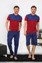 Men's Combed Cotton 3-Piece Parliament Blue Piece Pajama Set 6823