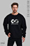 Unisex Long Sleeve Ataturk Infinity Printed Crew Neck Hoodless Ribbed Oversize Sweatshirt - 3