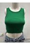 Emerald Green Halter Neck Crop Top Darkalıp Ribbed Thin Bias Bustier - 2