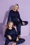Navy Blue Flamingo - New Season Trend Velvet Children's Pajama Set 2776