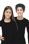 Unisex Children's Black Open Collar Long Sleeve Thermal Top Underwear 362