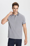 Non-Shrinkable Cotton Fabric Slim Fit Slim Fit Men's Gray Uncurlable Polo Collar T-Shirt