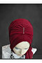 Burgundy Silvery Zircon Ready Turban Ready Wrap Evening Dress Wrap - 4
