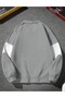 Unisex Gray Los Angeles Printed Oversize Half Zipper Polo Collar Sweatshirt - 2