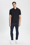 Non-Shrinkable Cotton Fabric Slim Fit Slim Fit Men's Black-Black Uncurlable Polo Collar T-Shirt - 3