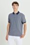 3-Piece Non-Shrink Cotton Fabric Slim Fit Men's Light Navy Blue-Grey-Black Non-Curling Polo Collar T-Shirt Pack - 4