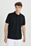3-Piece Non-Shrink Cotton Fabric Slim Fit Men's Light Navy Blue-Grey-Black Non-Curling Polo Collar T-Shirt Pack - 5