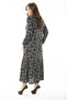 Women's Large Size Black Woven Viscose Fabric Hemline Tiered Long Sleeve Dress 65N36885 - 3