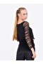 Girl's Glittery Sleeves Gathered Tulle Blouse - 5