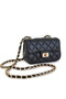 Women's Crossbody Bag with Quilted Chain Detail - Black - 2