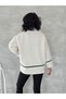 Lined Leather Striped Lamb Fur Jacket-White - 3