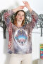 Italian Multicolor Pool Collar Long Sleeve Digital Printed Casual Knitwear Blouse - 6