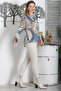 Italian Multicolor Round Neck Long Sleeve Tied Digital Printed Casual Knitwear Blouse - 5