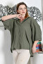 Khaki Green 3/4 Sleeve Pearl Buttoned Slit Casual Cotton Woven Shirt