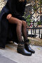 Facile Women's Black Genuine Leather Accessory Detailed Boots - 6