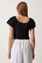 Black Openwork Knitwear Blouse - Lyu0003 - 5