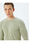 Crew Neck Sweater Textured Slim Fit Cotton