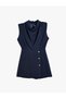 Crepe Fabric Draped Detail Degaje Neckline Sleeveless Mini Dress