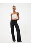 High Waist Wide Leg Tie Waist Trousers - 2