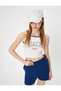 Crop Sports Tank Top Slogan Printed Halter Neck Strap Slim Fit