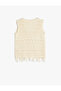 Openwork Vest with V-Neck and Button Closure - 2