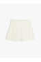 Linen Shorts Pleated Above Knee Elastic Waist
