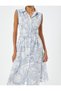 Floral Midi Shirt Dress Sleeveless with Elastic Waist - 5