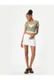Crop T-Shirt V-Neck Camisole Buttoned Short Sleeve - 2