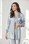 Velvet Satin 3-Piece Women's Pajama Set - 2050 Mist - 3