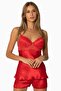 Satin Lace Shorts - Babydoll Set - 415 Red