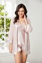 Satin 3-Piece Women's Dressing Gown Set - 2475 Powder