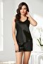 Satin Lace 3-Piece Women's Dressing Gown Set 2480 Black - 5