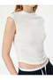 Draped Sleeveless T-Shirt Stand Collar Slim Fit - 5