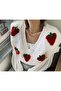 Hand Knitted Strawberry Detailed Women's Sweater