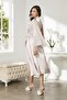Satin Lace Women's Nightgown and Dressing Gown Set - 4375 Powder - 3
