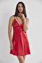 Satin Lace Women's Nightgown - 640 Red