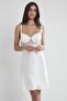 Satin Lace Women's Nightgown and Dressing Gown Set - 4090 Ecru - 5