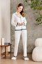 Combed Cotton Piping - Lace Women's Pajama Set - 2200 Ecru