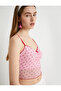Tulle Cherry Printed Crop Top - Thin Straps - 2